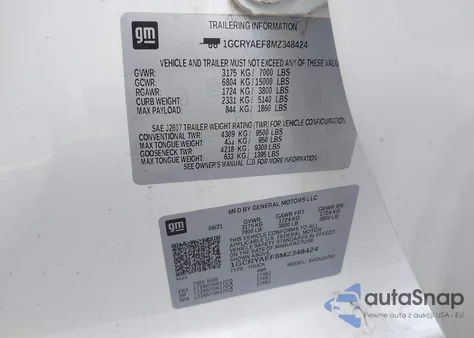 2021 Chevrolet Silverado 1500 4Wd Double Cab Standard Bed Wt из США, поврежденный, VIN 1GCRYAEF8MZ348424